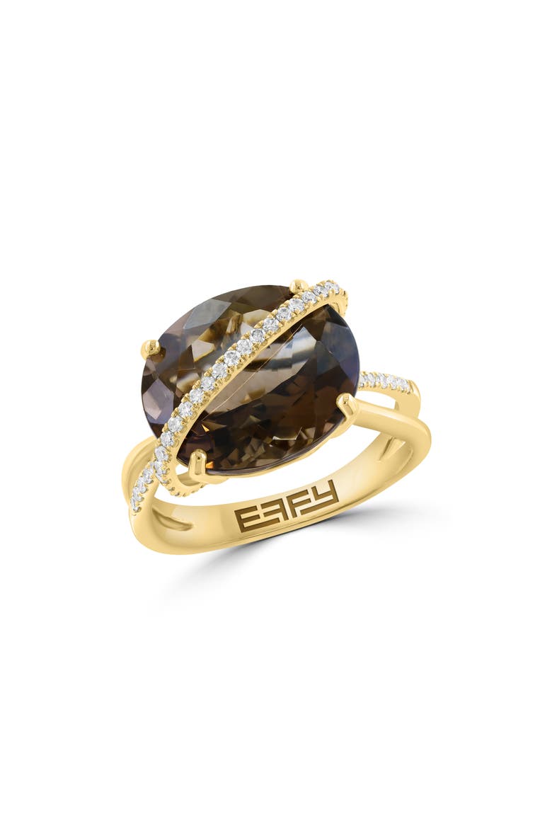 Smoky Quartz & Diamond Ring, Main, color, BROWN