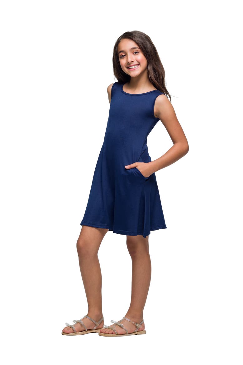 Sleeveless Pocket Swing Dress, Alternate, color, Navy