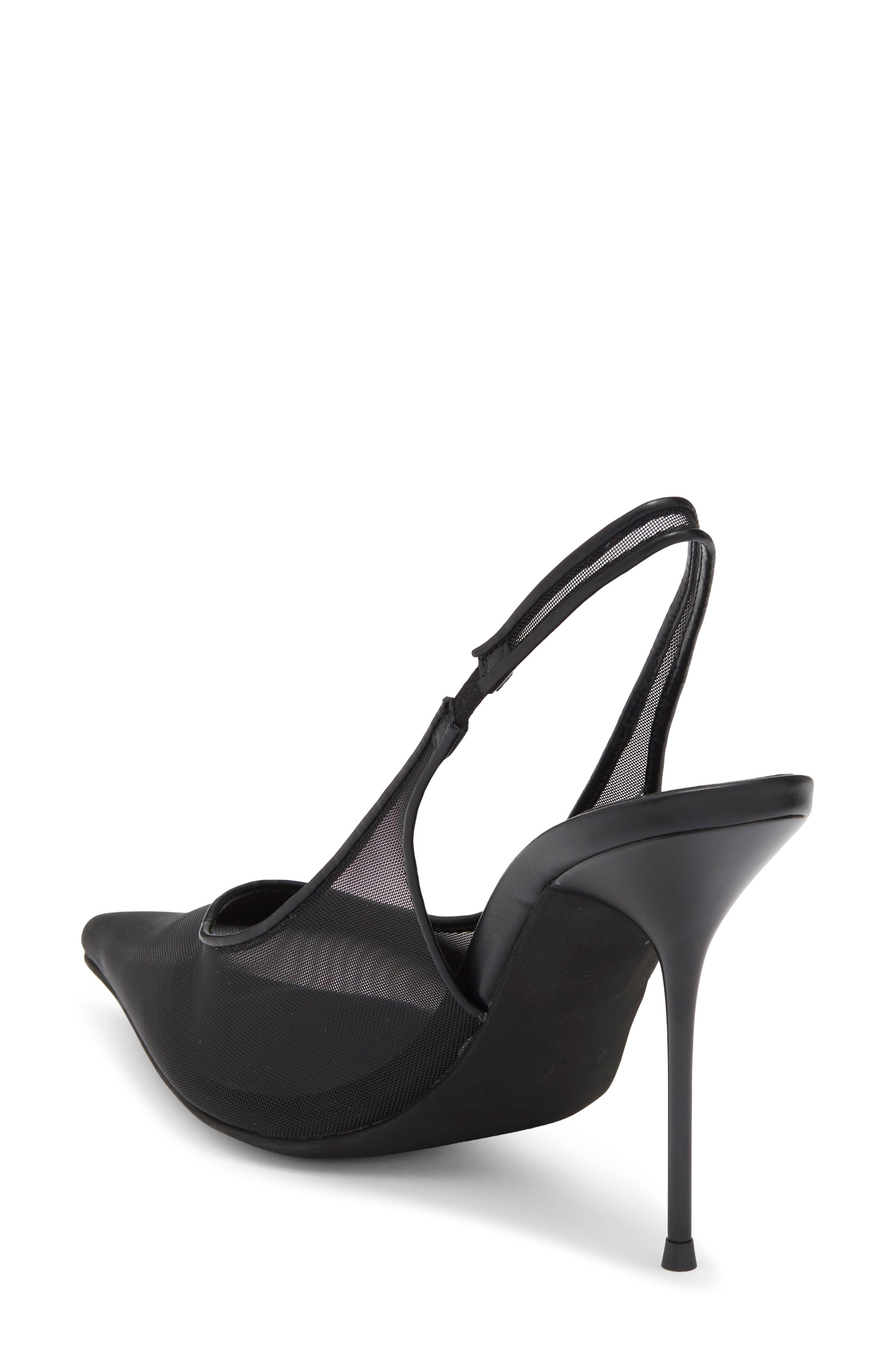 Pucker Slingback Pointed Toe Pump, Alternate, color, BLACK MESH