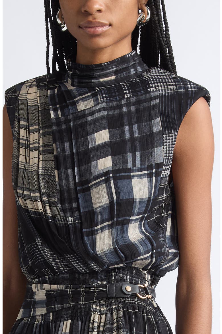 Leah Mock Neck Minidress, Alternate, color, BLACK PLAID