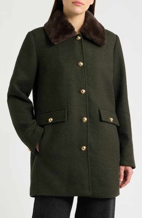 Jacket with Faux Fur Collar