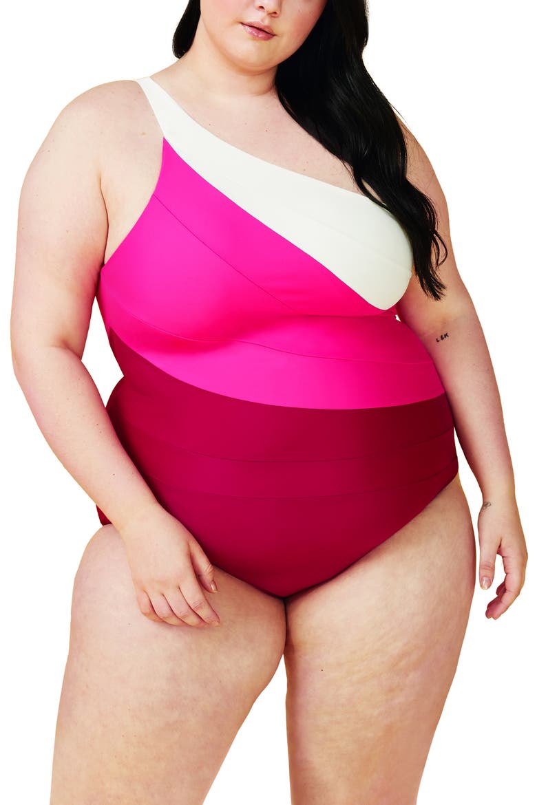 The Sidestroke One-Piece Swimsuit, Alternate, color, PINK