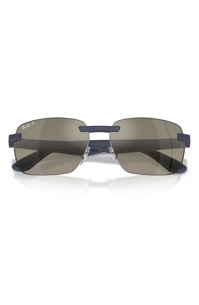 Ray-Ban 62mm Polarized Irregular Sunglasses, Alternate, color, Sand Dark Blue / Grey