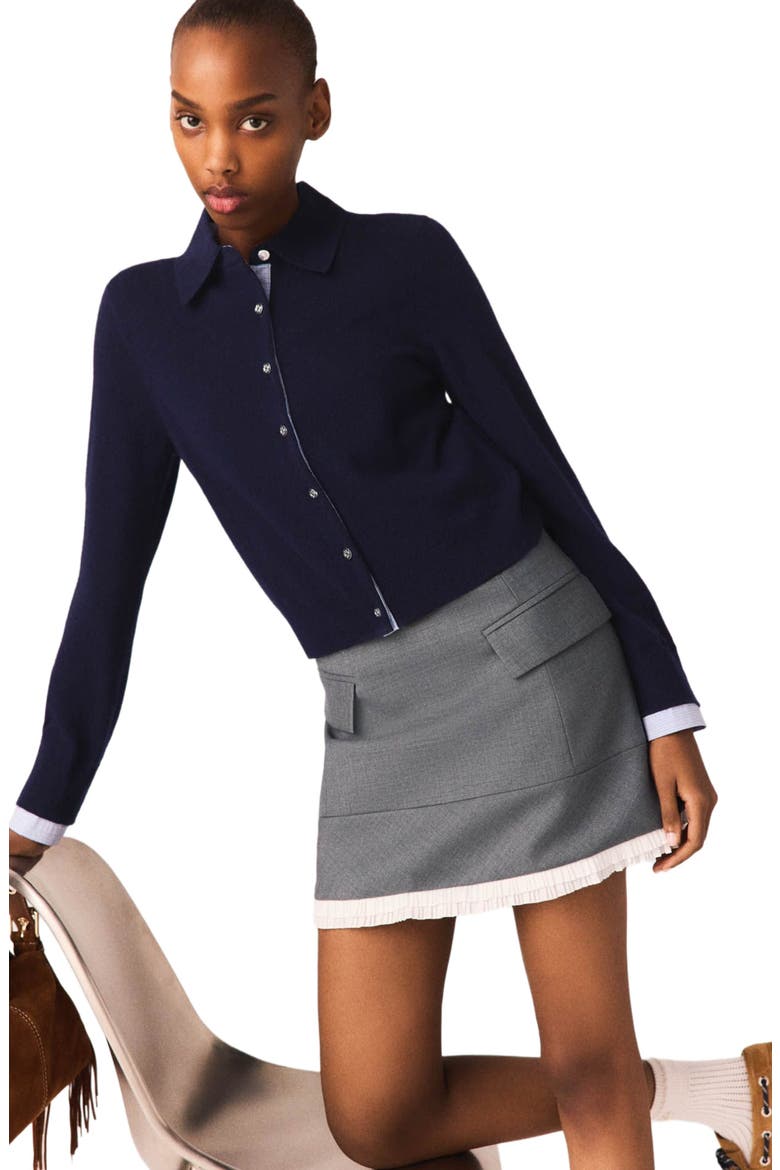A-line poplin skirt with band, Alternate, color, Grey