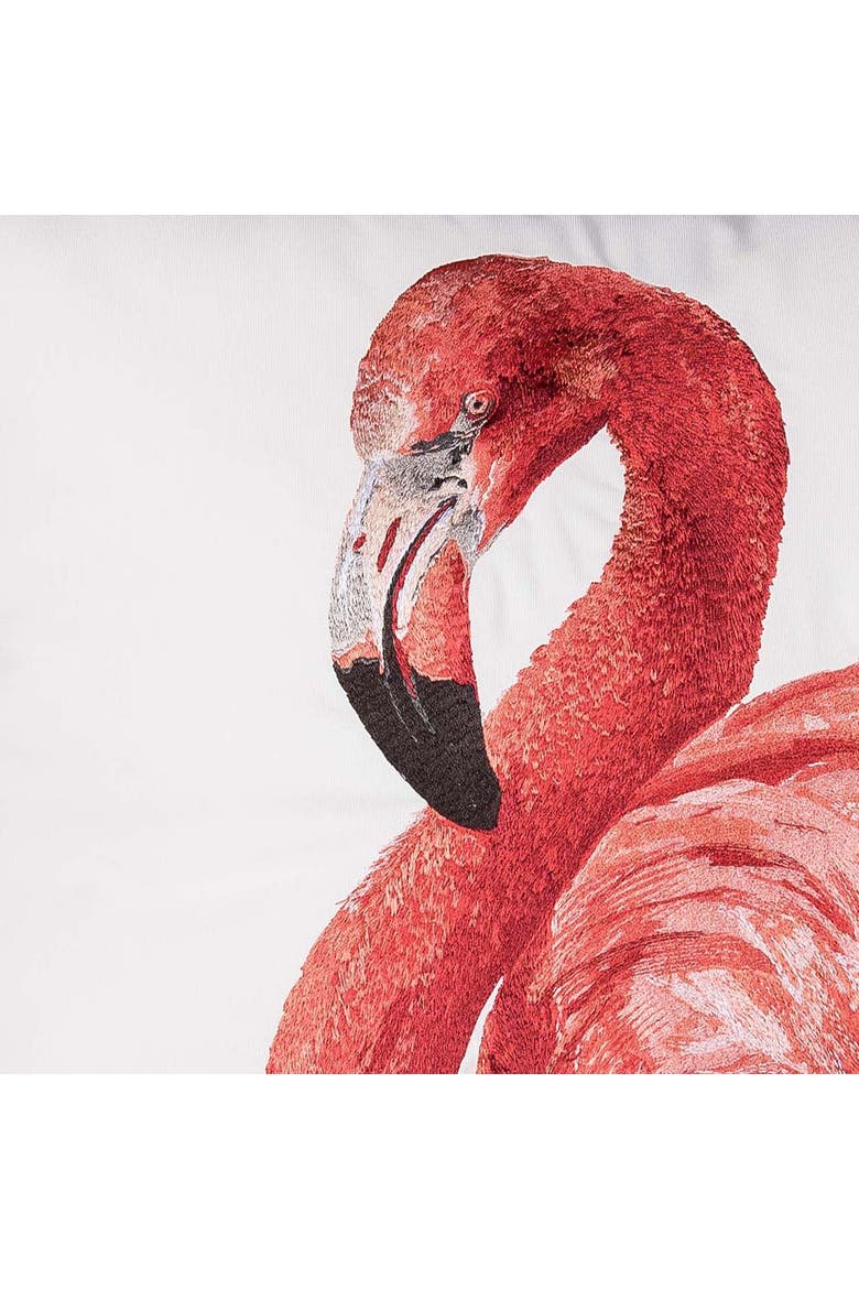 Flamazing Views Tropical Flamingo Embroidered Throw Pillow, 20" x 20" - Left, Alternate, color, Pink