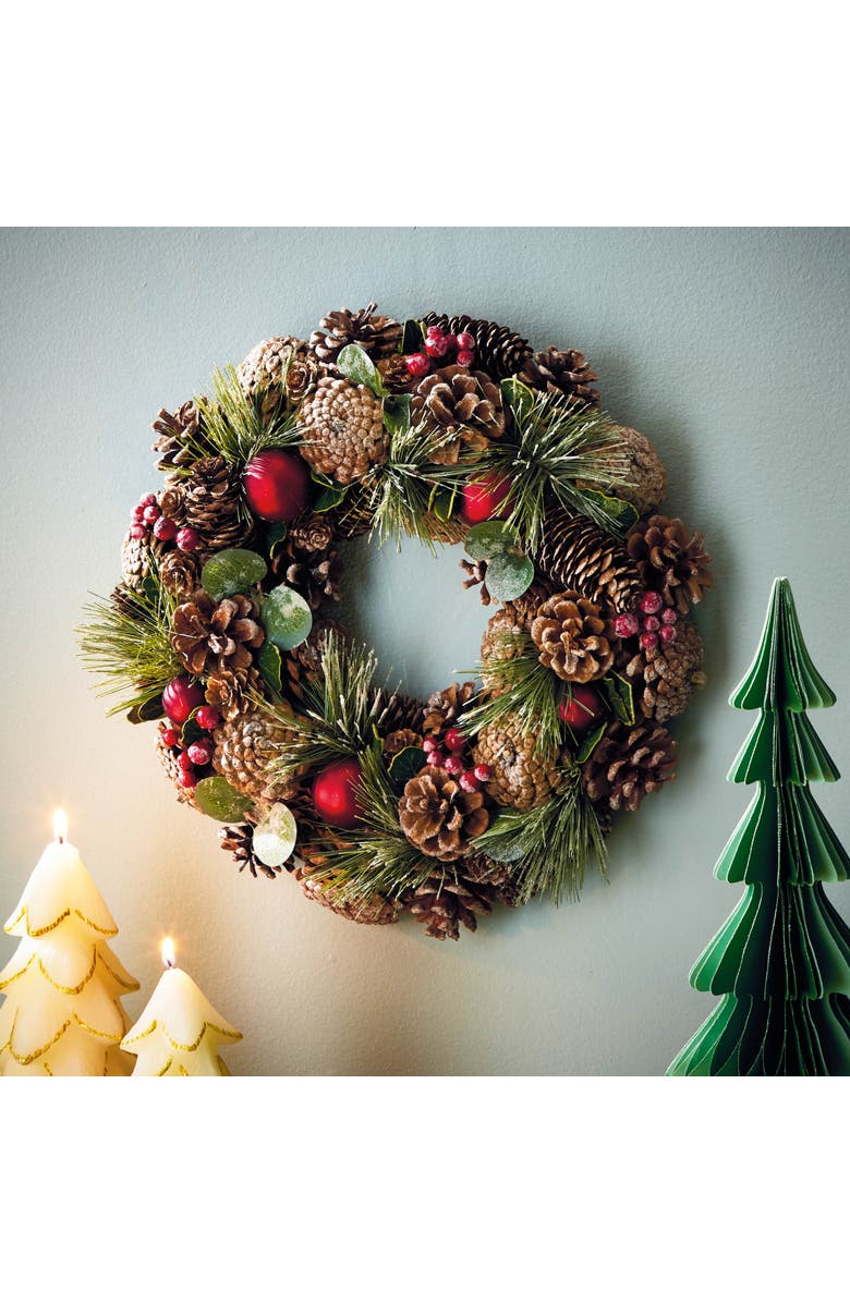 tag Holiday Pinecone Wreath - Artificial Christmas Decor, Alternate, color, Brown