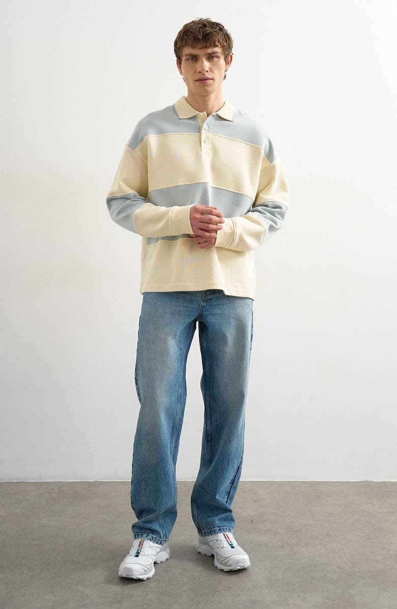 Topman Oversize Rugby Shirt, Alternate, color, Lblue