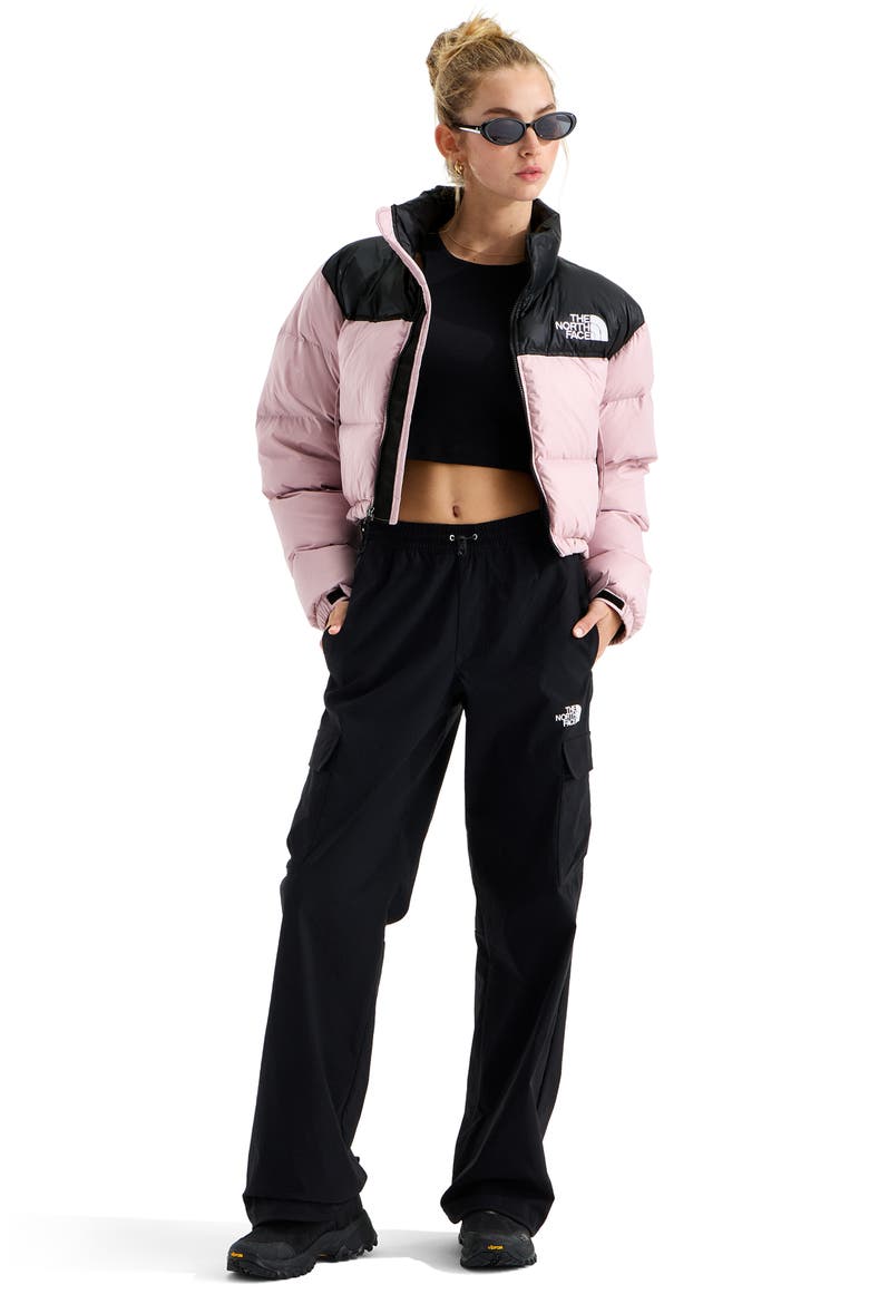 Nuptse Water Repellent 700 Fill Power Down Short Puffer Jacket, Alternate, color, METAL PINK/ TNF BLACK