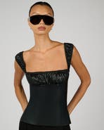 WeWoreWhat Wide Strap Ruched Cup Corset