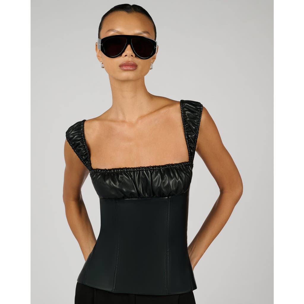 Weworewhat Wide Strap Ruched Cup Corset In Black