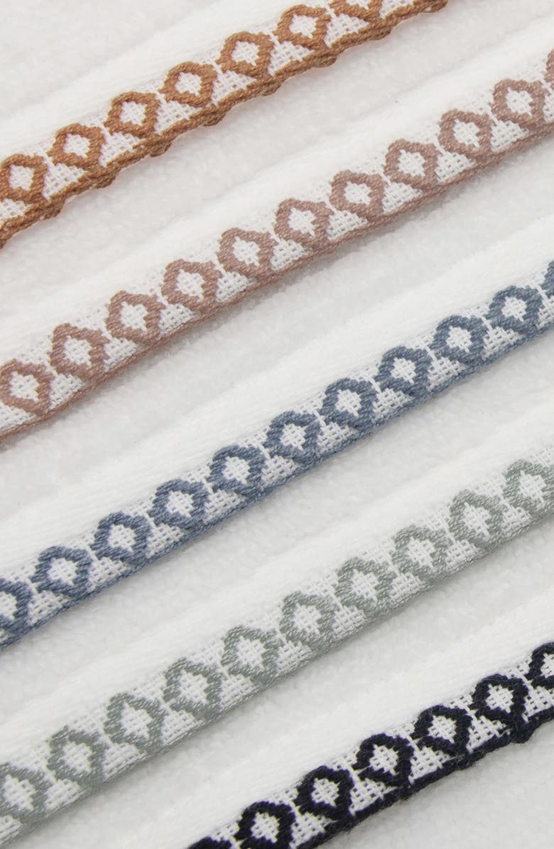 Woven & Weft Border Stitch 4-Pack Cotton Bath Towels, Alternate, color, White/Rosewood