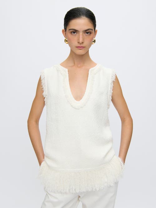 Callas Milano Comporta Sleeveless Fringed Boucle Top