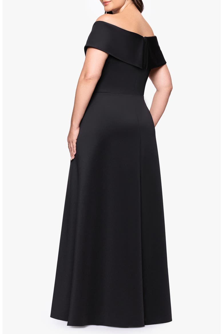 Off the Shoulder Scuba Gown, Alternate, color, BLACK