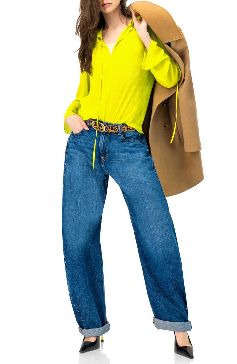 IVONNE Long Sleeve V-Neck Tunic Blouse, Alternate, color, Light Green