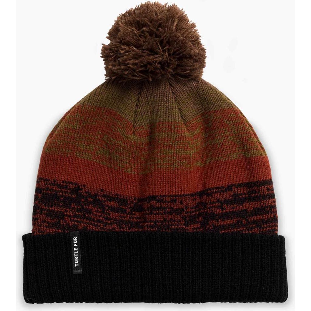 Turtle Fur Fade Cuffed Pom Winter Hat In Brown