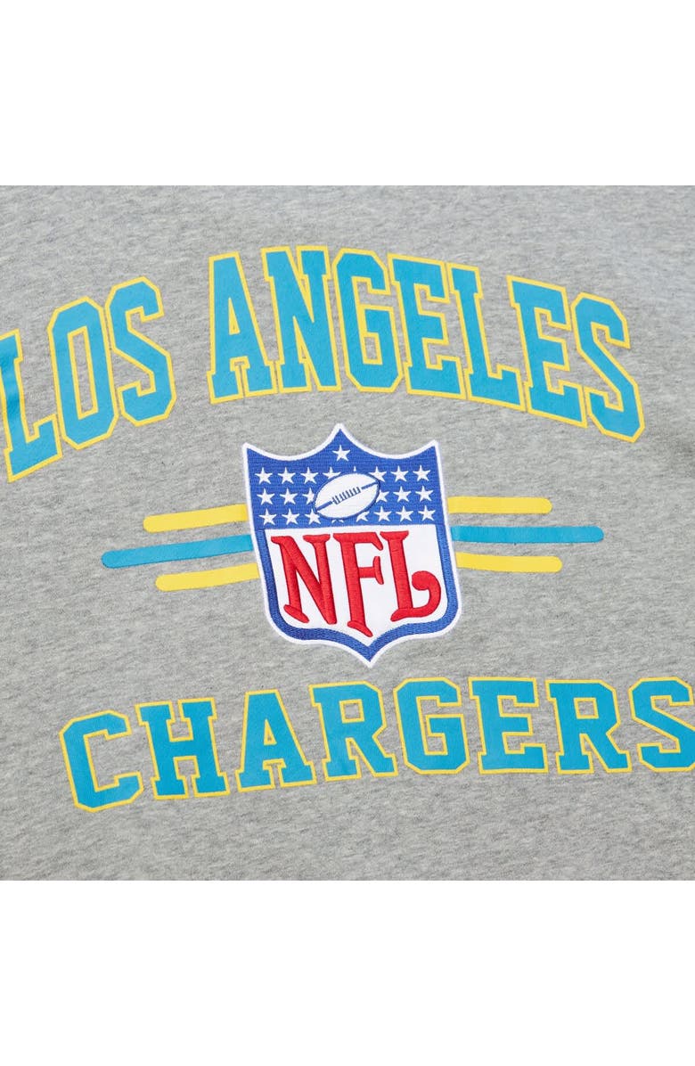 Mitchell & Ness Men's Mitchell & Ness Heather Gray Los Angeles Chargers All Over 4.0 Vintage Logo Pullover Sweatshirt, Alternate, color, Heather Gray