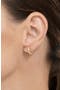 White Rhodium Plated CZ 9.25mm Huggie Hoop Earrings