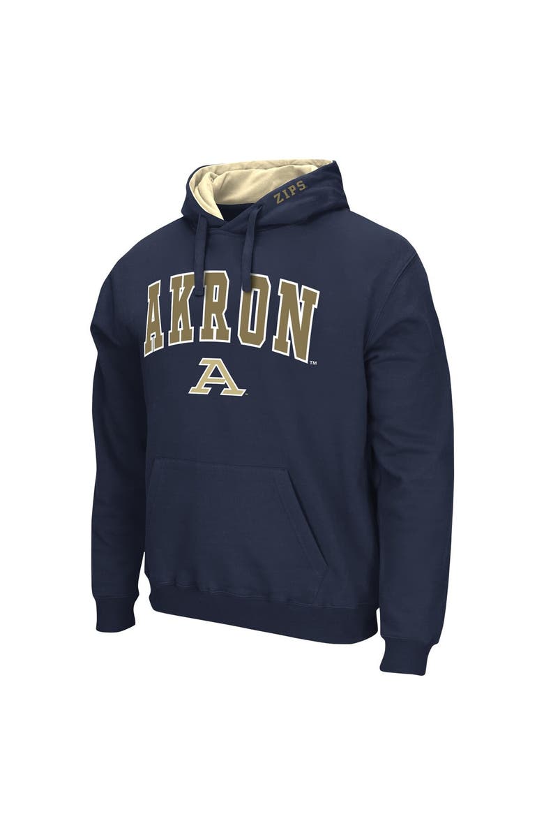 COLOSSEUM Men's Colosseum  Navy Akron Zips Arch & Logo Pullover Hoodie, Alternate, color, 