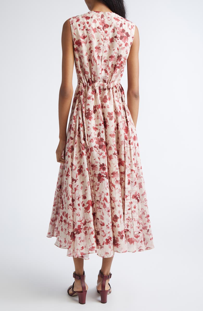 Max Mara Alibi Floral Canvas Midi Dress, Alternate, color, Tangerine