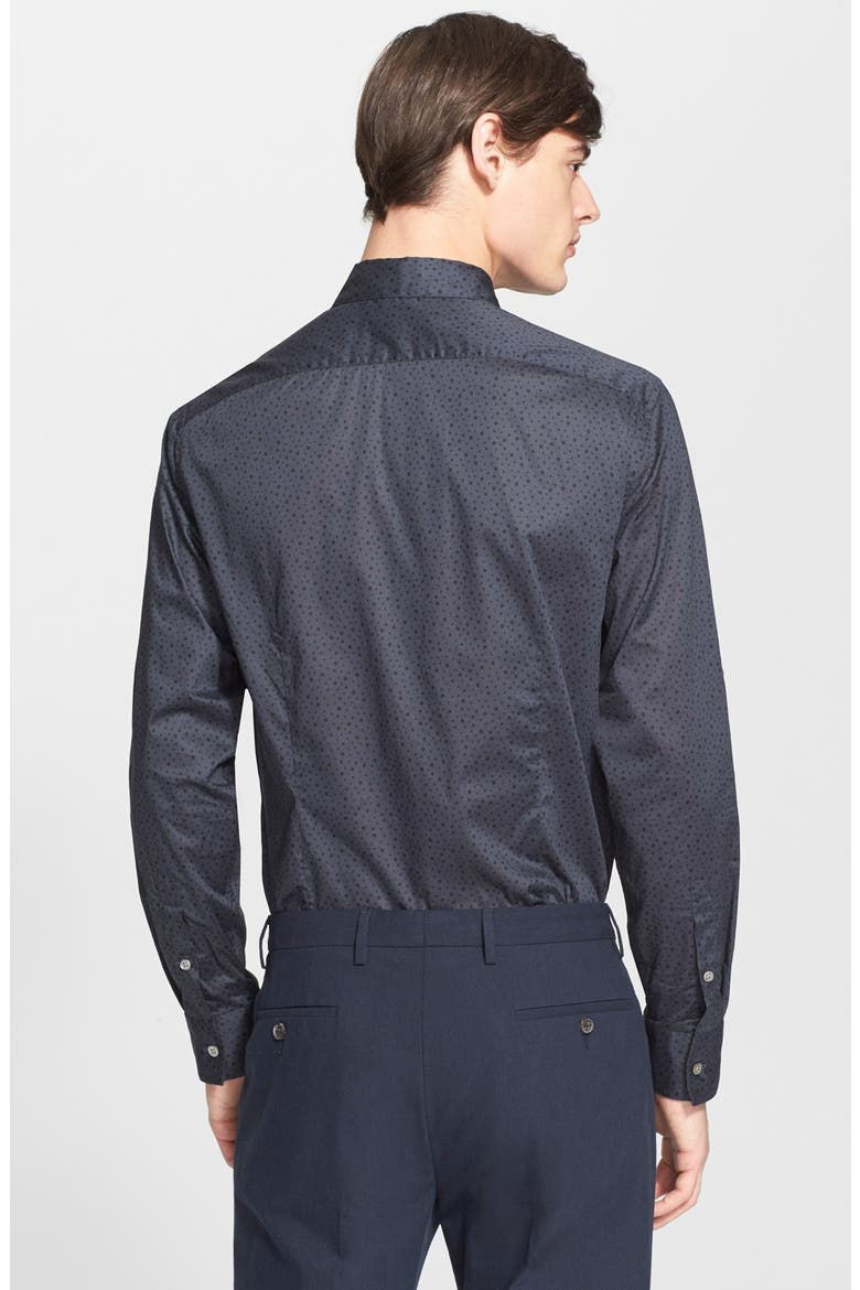 Collection Slim Fit Dot Print Roll Sleeve Sport Shirt, Alternate, color, GUNMETAL