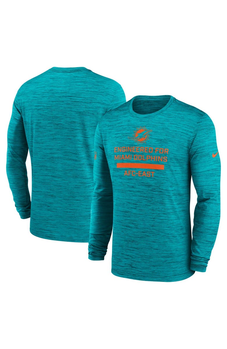 Nike Men's Nike Aqua Miami Dolphins Sideline Velocity Performance Long Sleeve T-Shirt, Alternate, color, Aqua