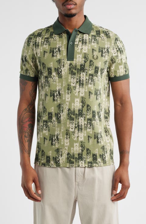 Abstract Print Piqué Polo