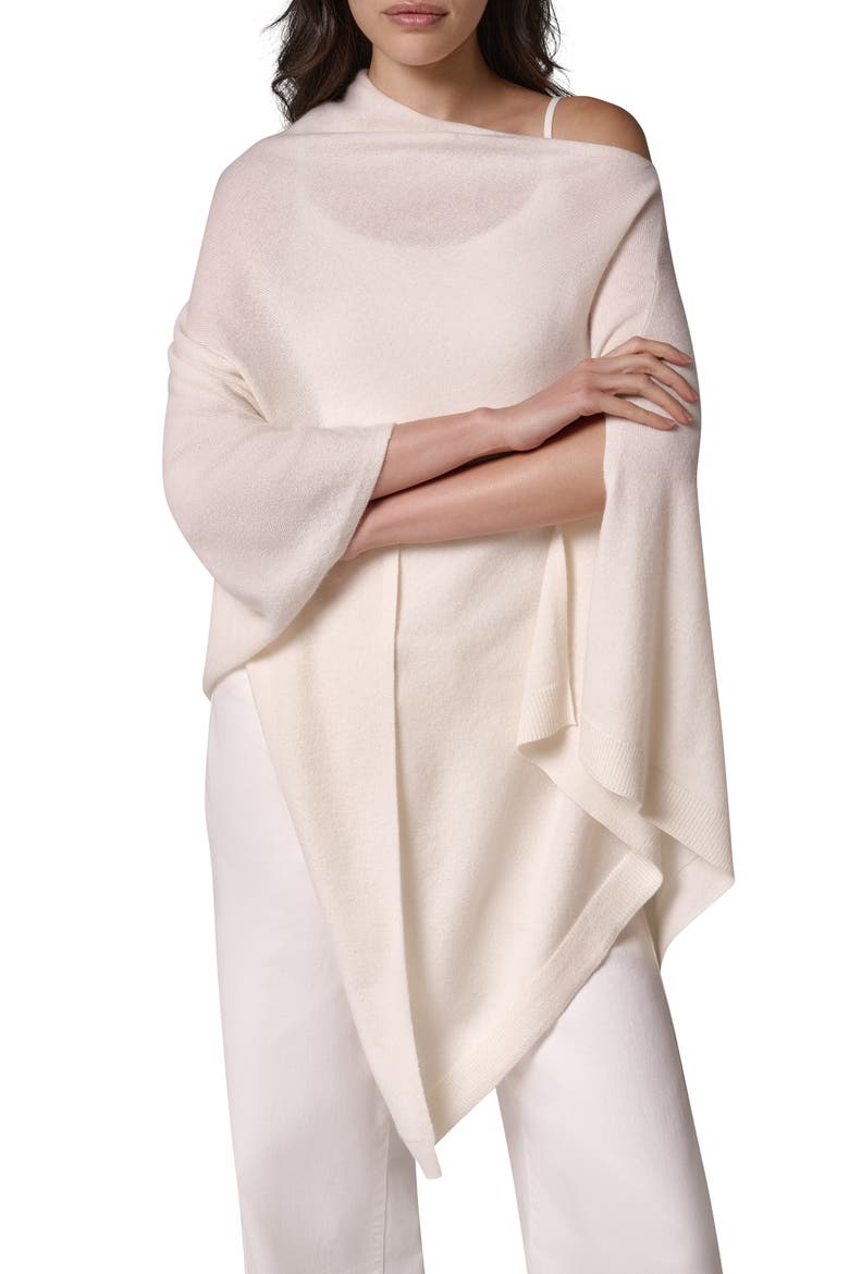 Asymmetric Wool & Cashmere Poncho, Alternate, color, CREAM