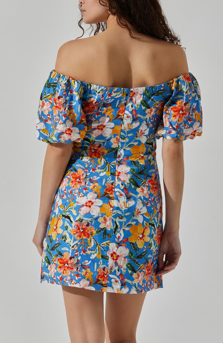 ASTR the Label Floral Off the Shoulder Minidress, Alternate, color, Blue Tropi