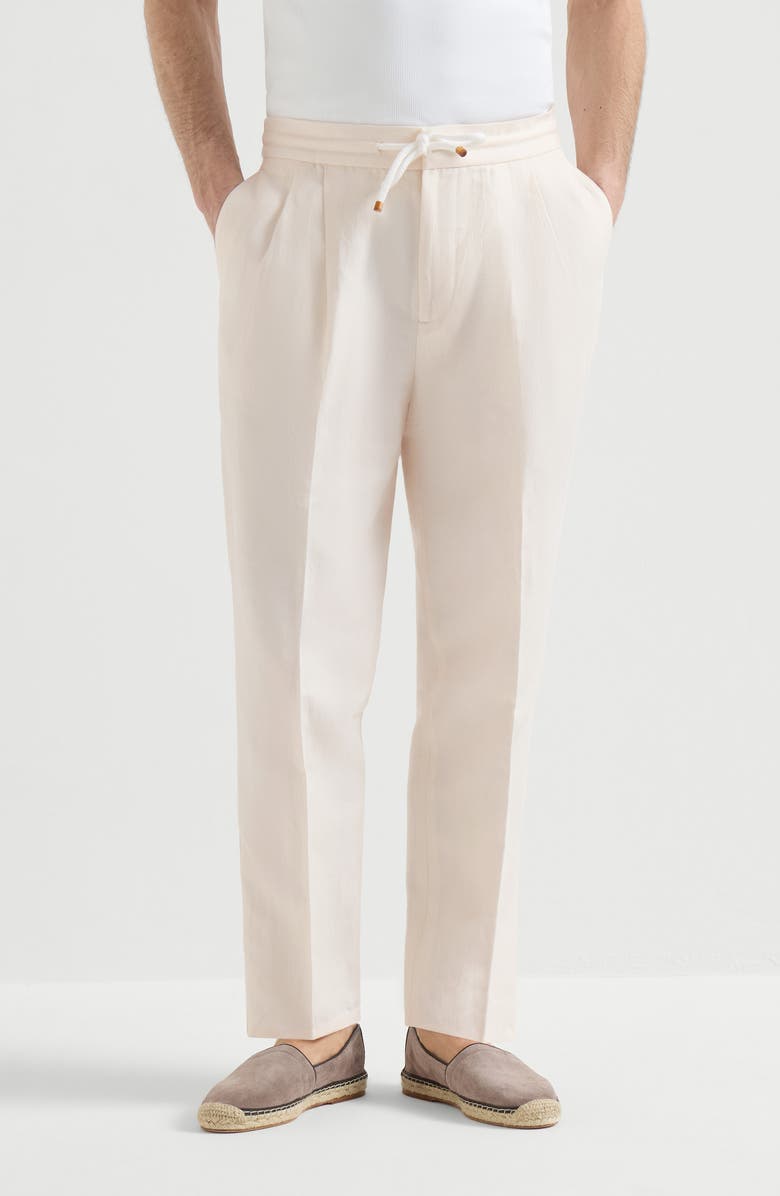 Brunello Cucinelli Trousers with drawstring, Main, color, Off-White