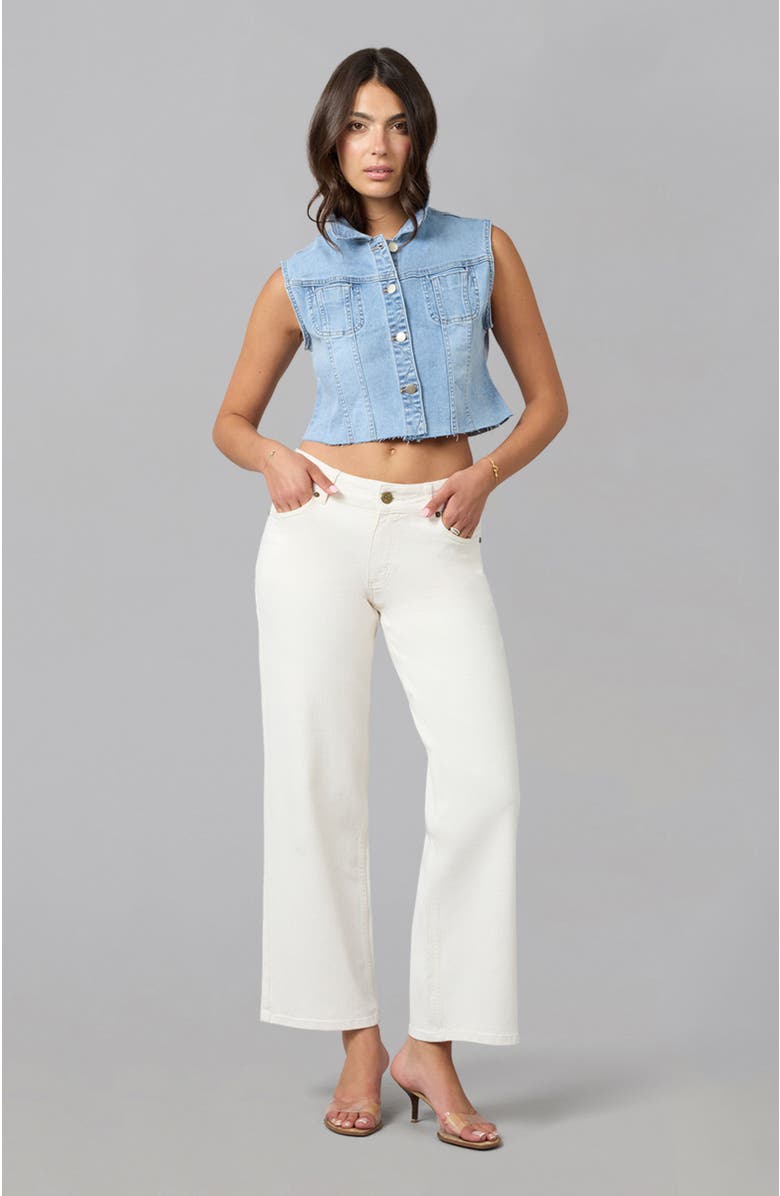 Lola Jeans Gabbie Cropped Denim Vest, Alternate, color, Stone Blue Skyline