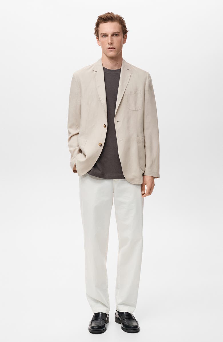 MANGO Slim Fit Slub Lyocell & Linen Suit Jacket, Alternate, color, Ecru