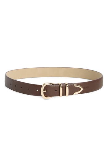 Vince Camuto Double Keeper Faux Leather Belt In Brown
