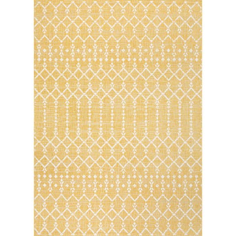 Ourika Moroccan Geometric Textured Weave Indoor/Outdoor Area Rug