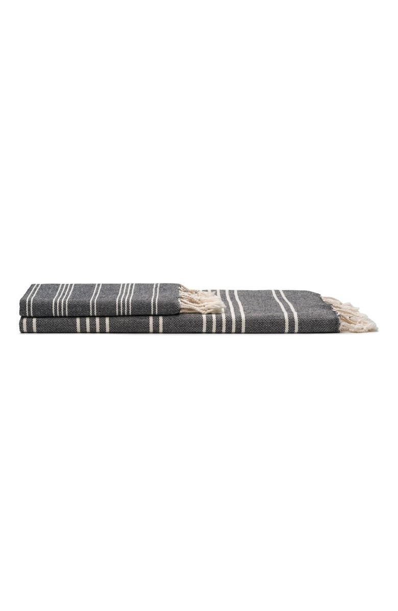 Oliviera Home Essential Stripe Turkish Cotton Bath and Hand Towel - Set, Main, color, Black