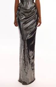 Milla Fitted High-Waist Sequin Pencil Maxi Skirt for Cocktail Events