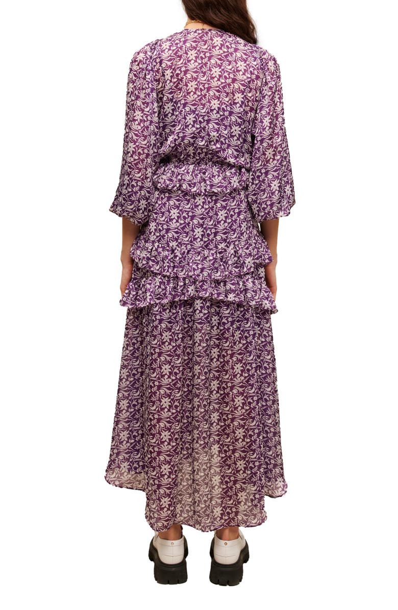 maje Ronirique Tiered Floral Print Dress, Alternate, color, Onirique