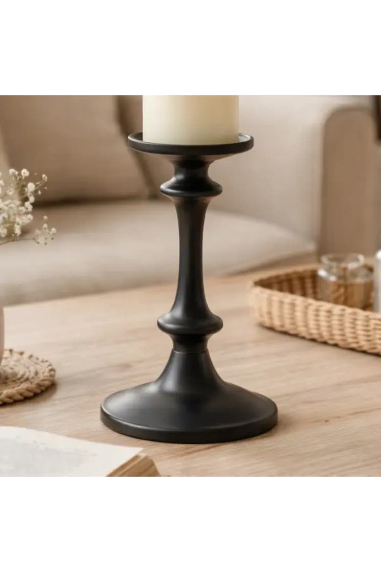 Modern Aluminum Candle Holder, Alternate, color, Black