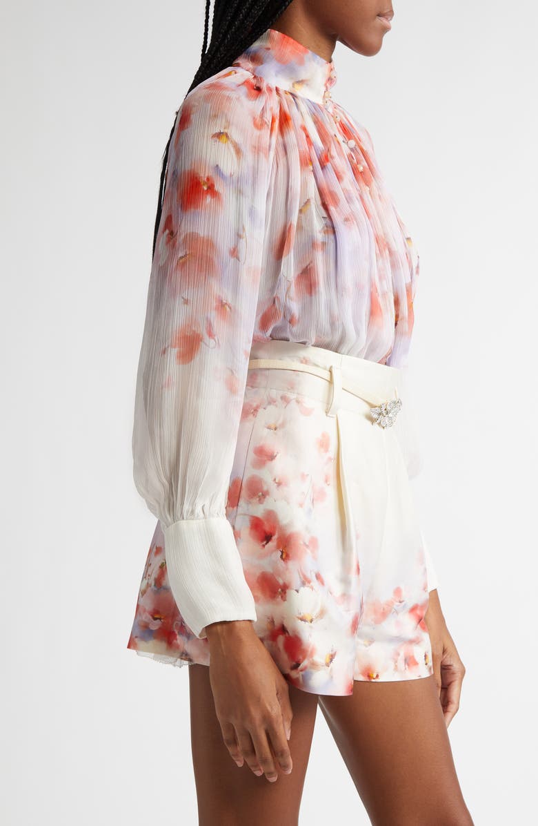 Zimmermann Crush Floral Print Gathered Top, Alternate, color, 