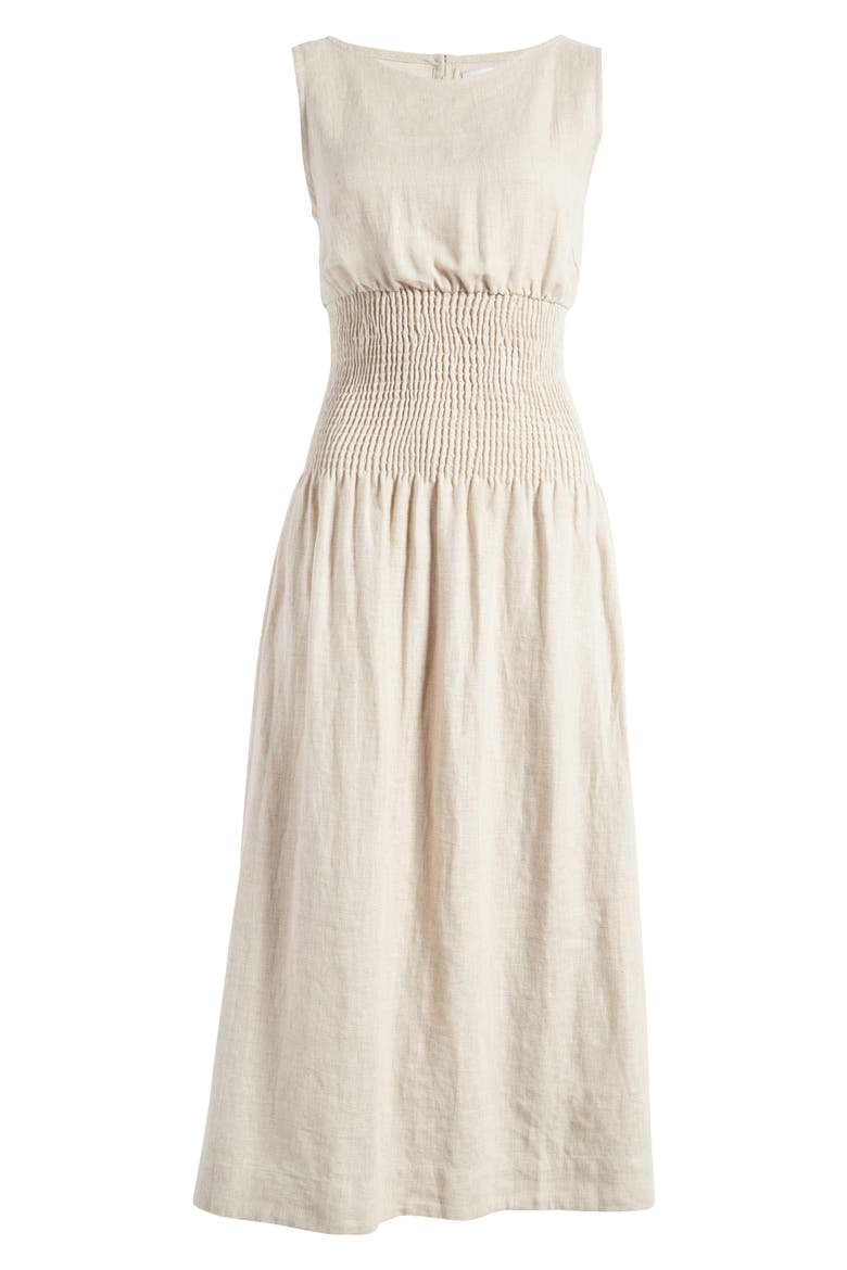 La Canella Linen Midi Dress, Alternate, color, NATURAL