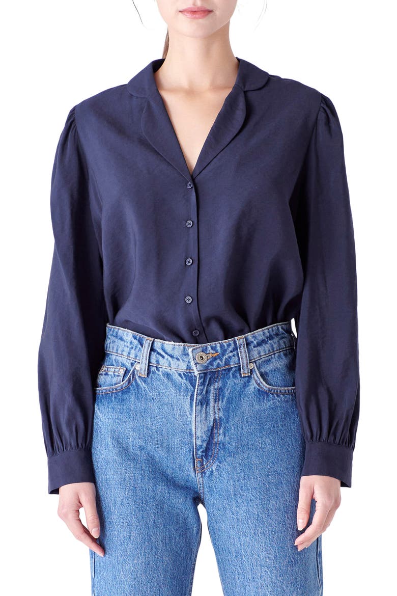Scallop Collar Shirt, Main, color, NAVY