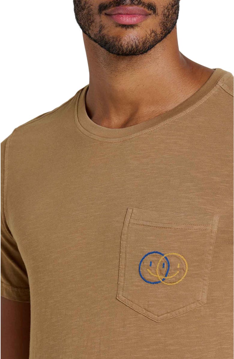 Toad & Co Men's Primo Short Sleeve Crew Embroidered, Alternate, color, Honey Brown Smile Embroidery