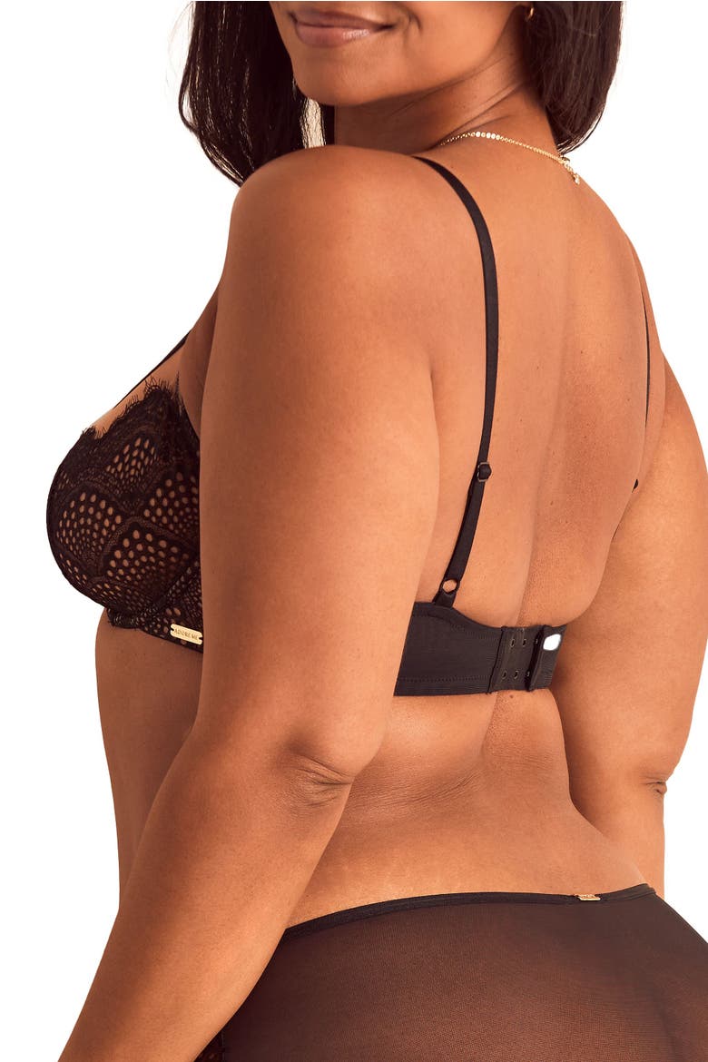 Sonja Unlined Plunge Bra, Alternate, color, Black