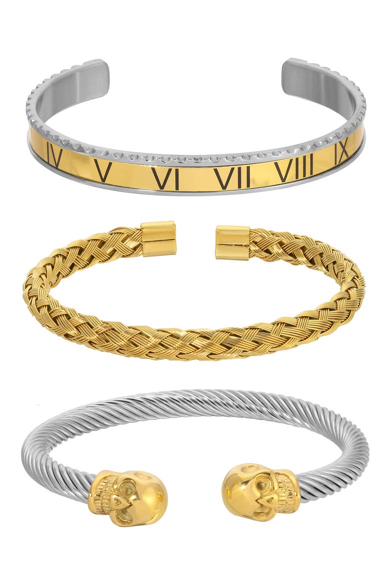 Men's Wayne Two-Tone 3-Pack Assorted Bracelets, Main, color, SILVER