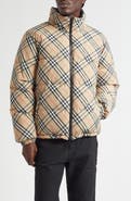 Burberry Snowdon Check Down Puffer Jacket with Stowaway Hood