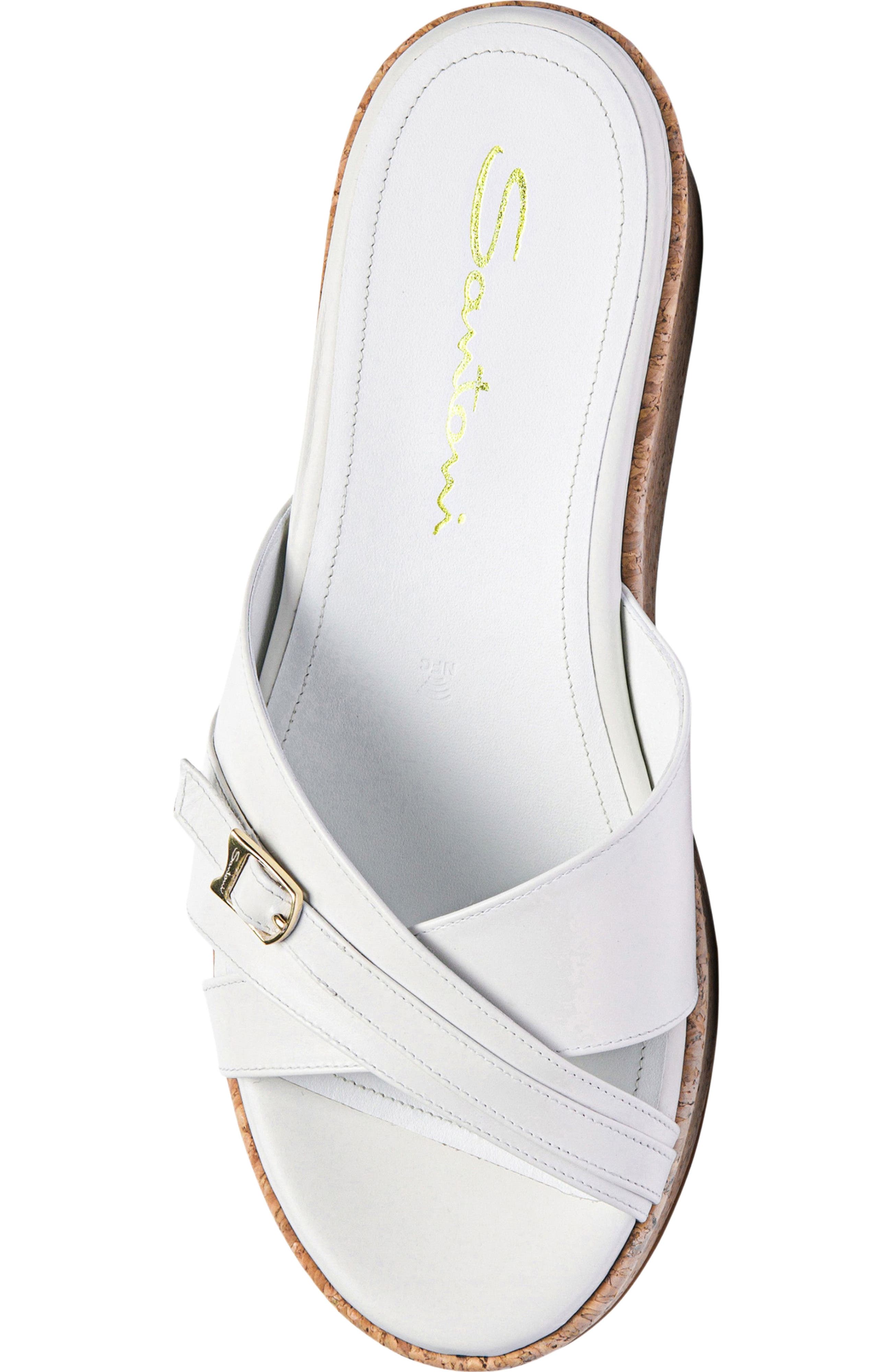 Santoni Women's white leather wedge, Alternate, color, White