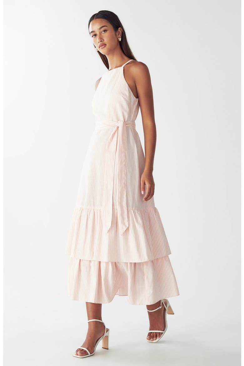 Lou Tiered Dress, Alternate, color, Peach Stripe