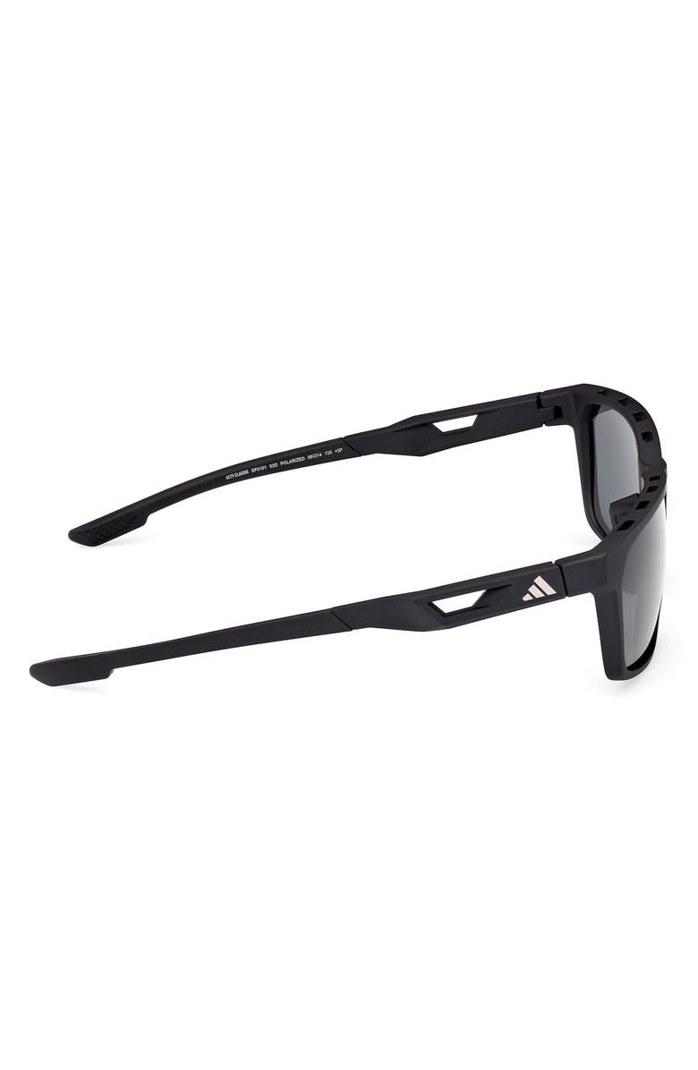 adidas 59mm Navigator Sunglasses, Alternate, color, Matte Black / Smoke Polarized