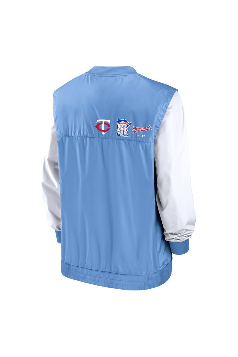 Men's Nike White/Light Blue Minnesota Twins Rewind Warmup V-Neck Pullover Jacket, Alternate, color, White