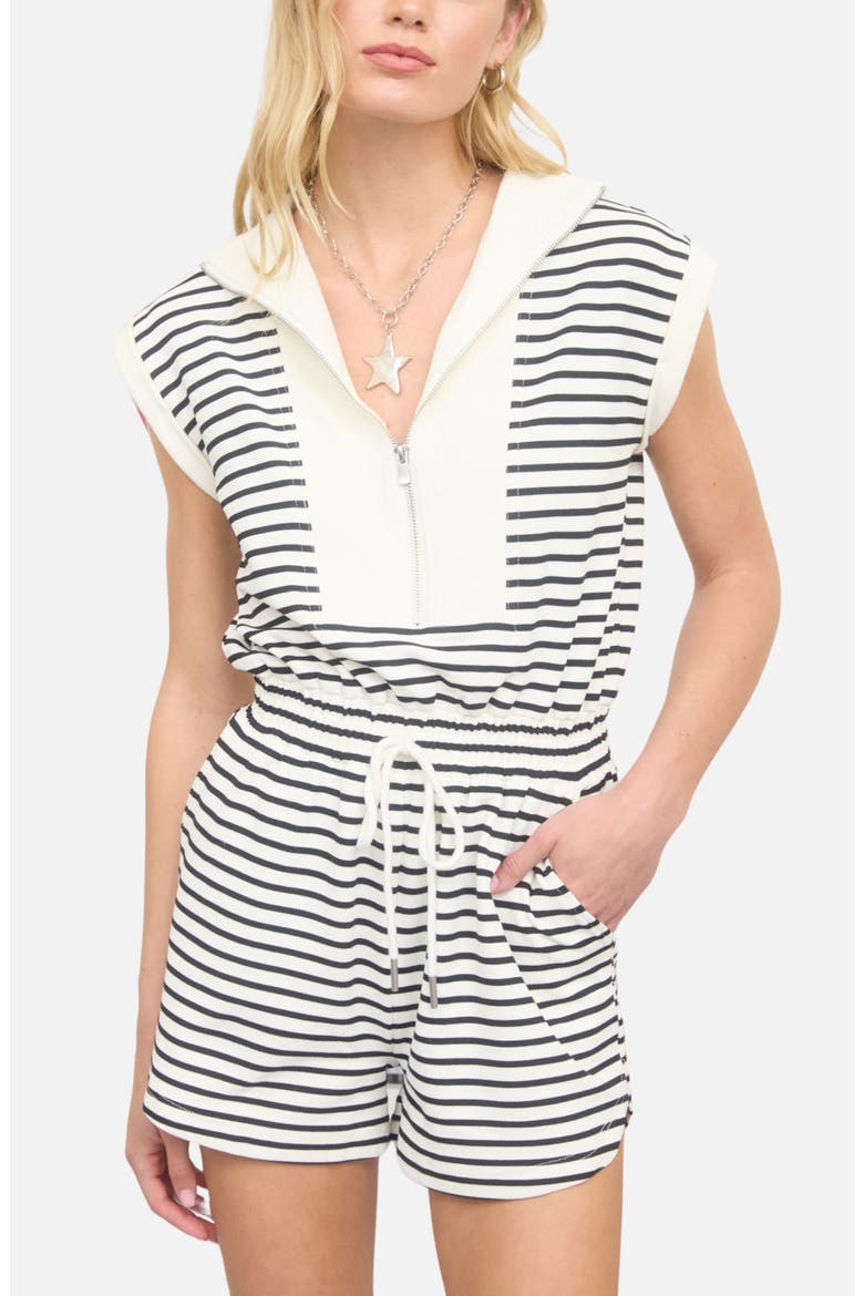 Tie Waist Romper, Alternate, color, BLACK