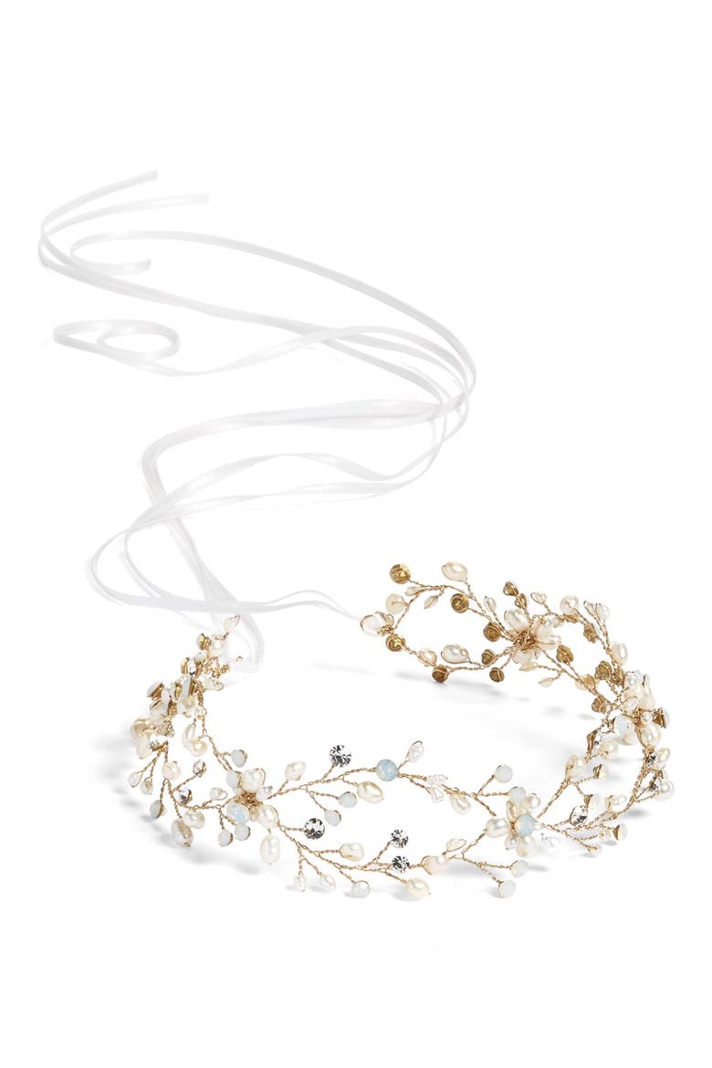'Arabella' Jeweled Halo & Sash, Alternate, color, OPAL